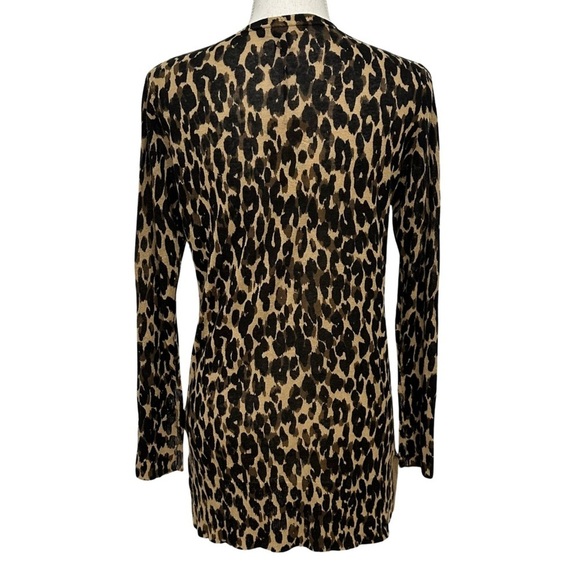 HALOGEN Leopard Print Linen Blend Long Line Cardigan SZ XS Long Sleeve NWT $69 - Picture 8 of 10